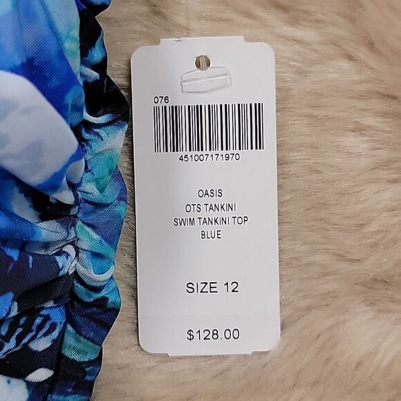 SOMA COTTEX OASIS SHADES OF BLUE ANIMAL PRINT TANKINI SWIM TOP, SIZE 12 - NEW - Picture 8 of 16